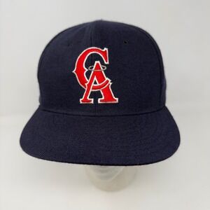 Vintage California Angels New Era 5950 Pro Model Fitted Hat Navy Wool 7 1/8 USA